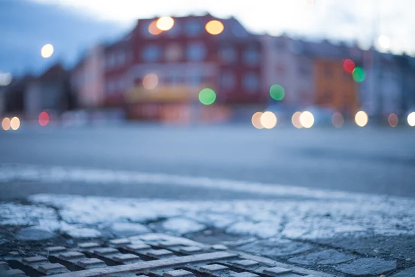 Onscherpe achtergrond - nacht straat met straatverlichting, geweldig voor — Stockfoto