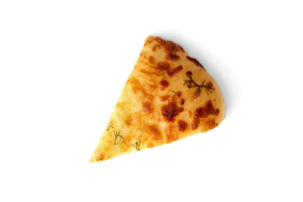 Skivat Ost Bröd Focaccia Isolerad Vit Bakgrund — Stockfoto