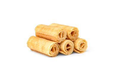 çıtır gofret izole üzerinde beyaz arka plan rulo.