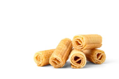 çıtır gofret izole üzerinde beyaz arka plan rulo.