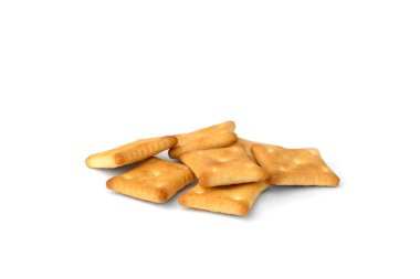 Beyaz arka plan üzerinde izole kraker yığını.