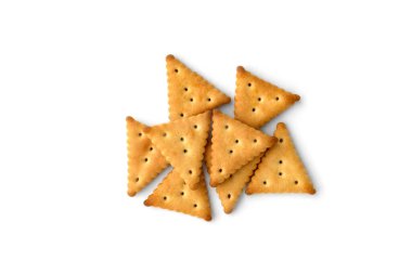 Beyaz arka plan üzerinde izole kraker yığını.