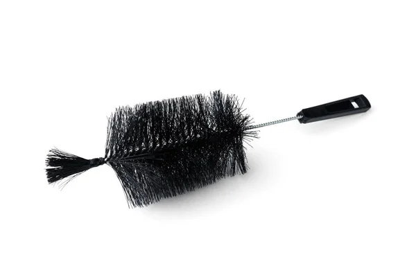 Cepillo Negro Para Lavar Platos Aislados Sobre Fondo Blanco — Foto de Stock