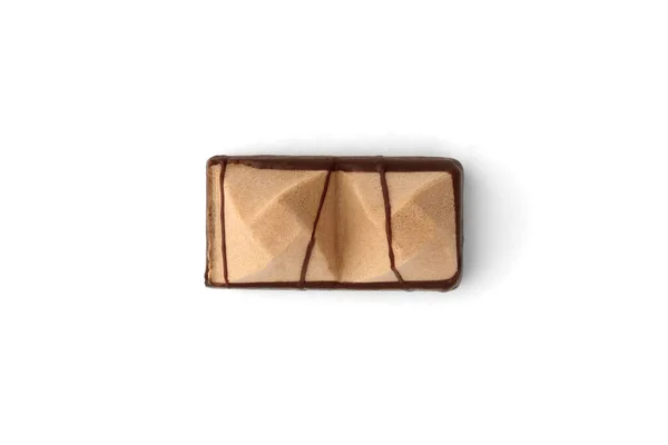 Galletas Gofre Rellenas Chocolate Forma Pirámide Aisladas Sobre Fondo Blanco —  Fotos de Stock