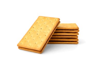 Beyaz arka planda izole edilmiş çikolatalı kraker yığını..