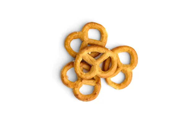 Mini Salati Pretzel Isolati Sfondo Bianco — Foto Stock