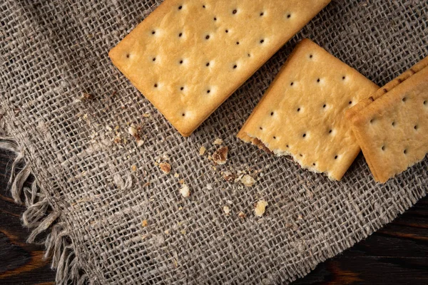 Cracker Sandwiches Chocolate Filling Black Background — Stock Photo, Image