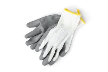Construction protective cotton gloves isolated on white background.