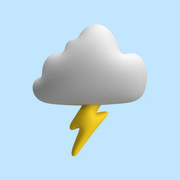 Thunder Minimal Icon Concept Rendering — Stock Photo, Image