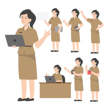 Taylandlı öğretmen karakter tasarımı sunumu