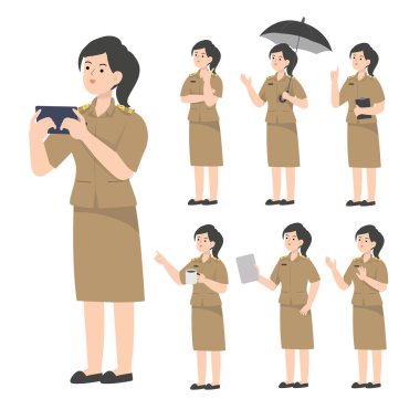 Taylandlı öğretmen karakter tasarımı sunumu