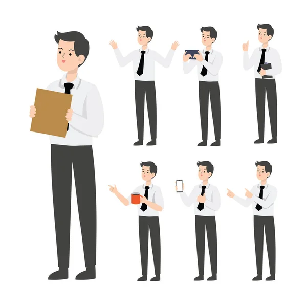 Businessman Character Design Presenting Concept — Stock Vector