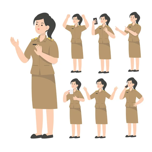 Thai Teacher Character Design Presenting Concept — Image vectorielle