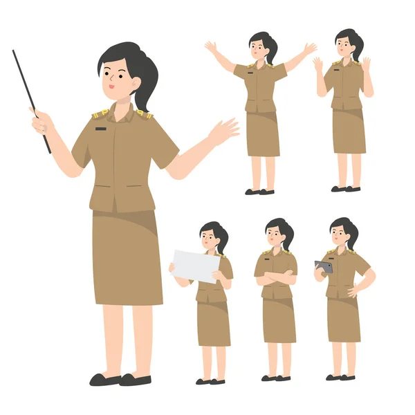 Thai Teacher Character Design Presenting Concept — стоковый вектор