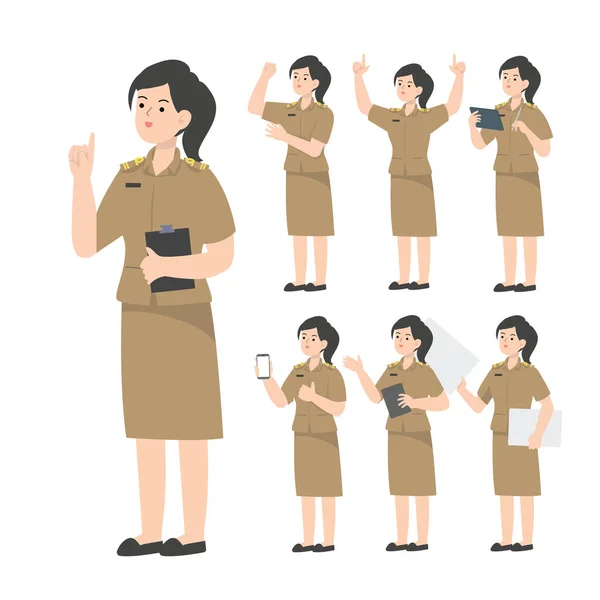 Thai Teacher Character Design Presenting Concept — Image vectorielle