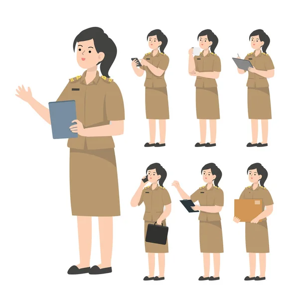 Thai Teacher Character Design Presenting Concept — стоковый вектор