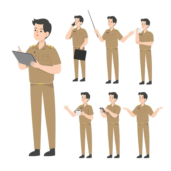 Thai Teacher Character Design Presenting Concept — Stok Vektör