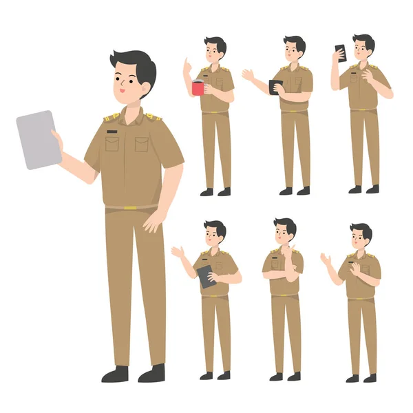 Thai Teacher Character Design Presenting Concept — Stok Vektör