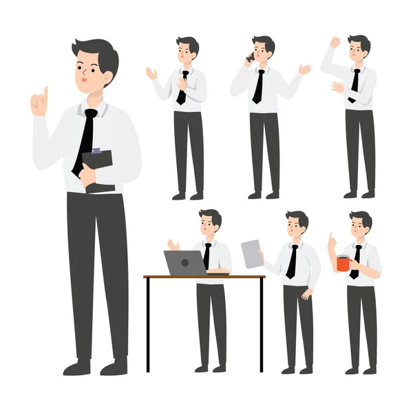 Businessman Character Design Presenting Concept — 스톡 벡터
