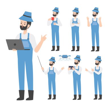 Çiftçi karakter tasarımı sunumu kavramı