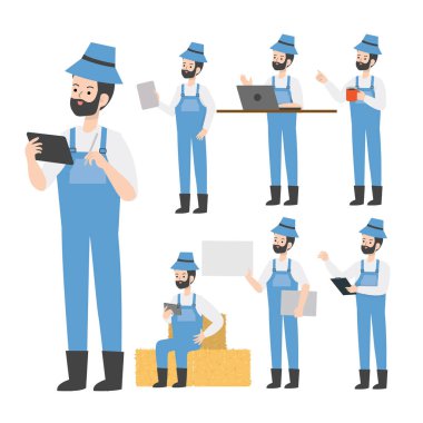 Çiftçi karakter tasarımı sunumu kavramı