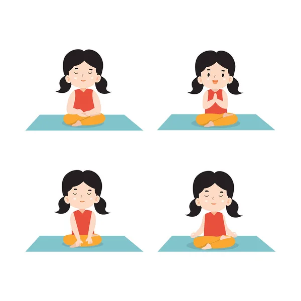 Дитяча Медитація Позує Концепція Йоги — стоковий вектор