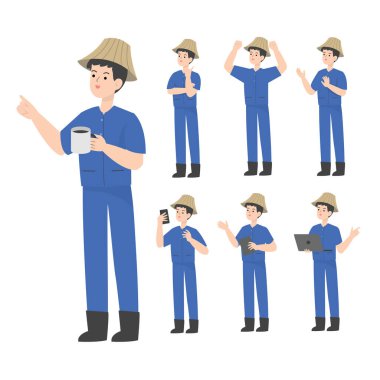 Thai akıllı çiftçi çizgi filmi sunumu konsepti