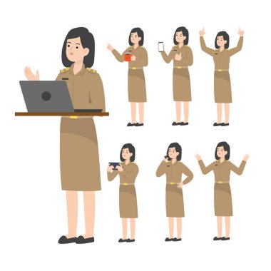 Thai öğretmeni çizgi film sunumu konsepti