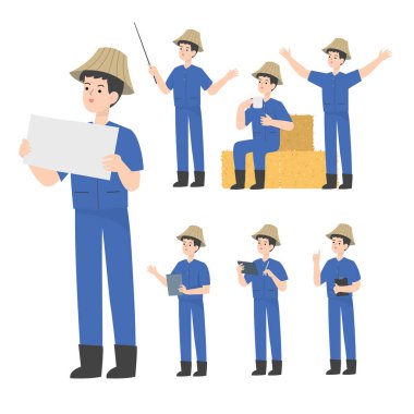 Thai akıllı çiftçi çizgi filmi sunumu konsepti