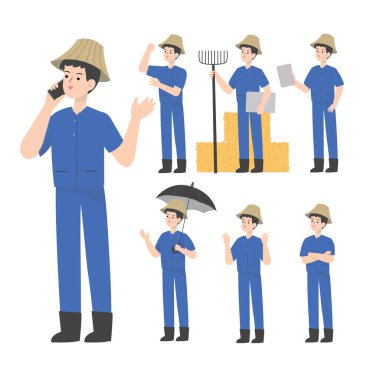 Thai akıllı çiftçi çizgi filmi sunumu konsepti