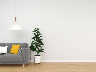 sofa furniture in modern interior background, living room, Scandinavian style, 3D render, 3D illustration