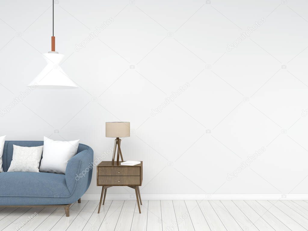 sofa furniture in modern interior background, living room, Scandinavian style, 3D render, 3D illustration