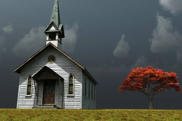 Lilla kyrka på Prairie Royaltyfria Stockfoton
