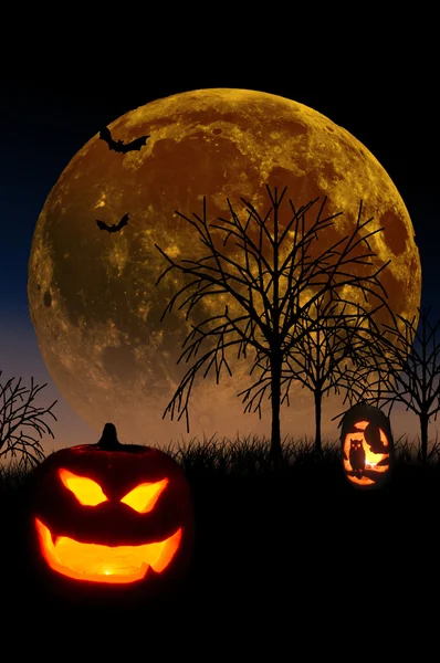 Halloween abóbora lua — Fotografia de Stock