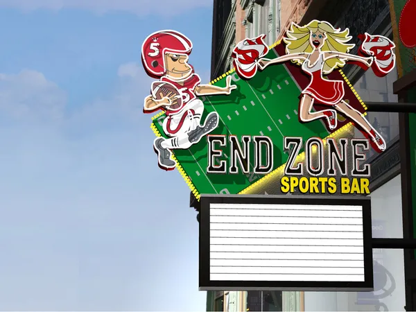 End Zone Sports Bar Neon Sign — Stock Photo, Image