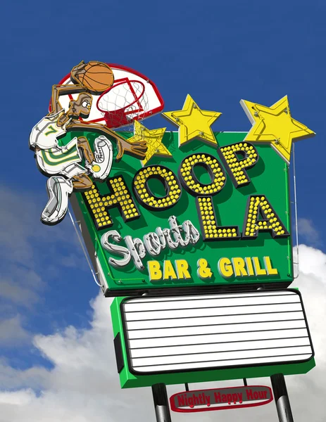 Hoop La Basketball Bar Neon Sign — Stock Photo, Image