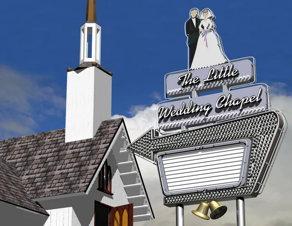 The Little Wedding Chapel with Blank Marquee — Stock Photo, Image