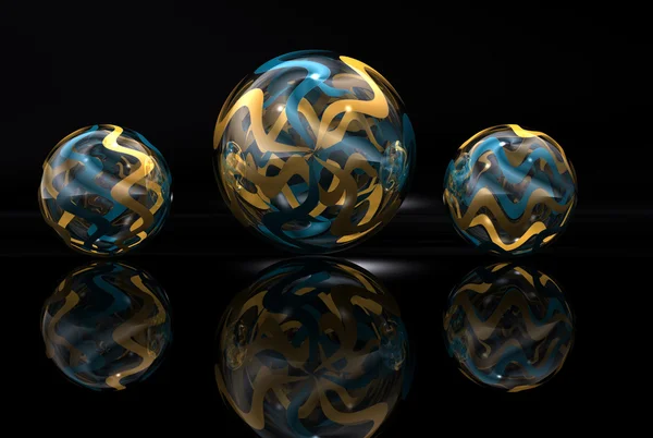 Gold and Blue Marbles — Stock Photo, Image