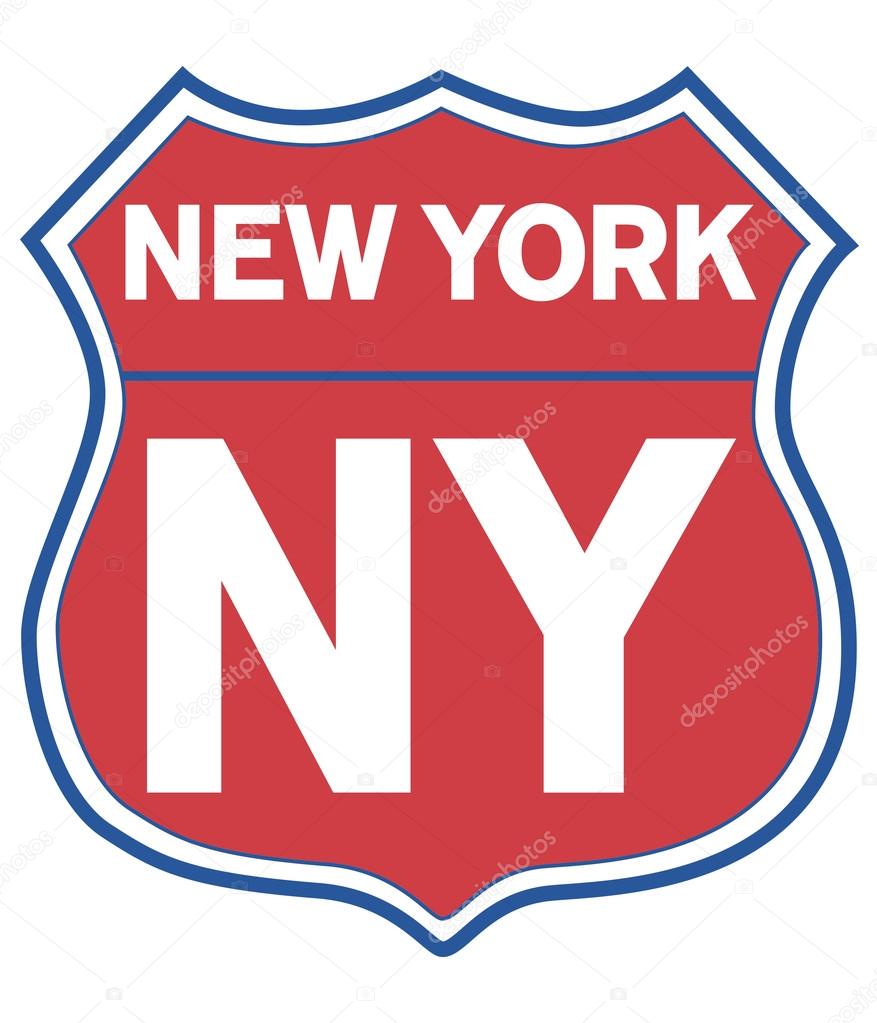 New York State Road Shield in Red White and Blue
