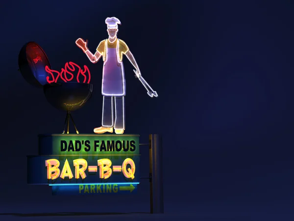 Papa's Barbecue Neon teken — Stockfoto