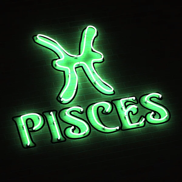 Piscis Zodiac Sign in Neon — Foto de Stock