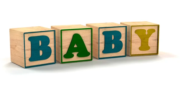 Baby Spelled Child Color Blocks Terisolasi di Latar Belakang Putih — Stok Foto