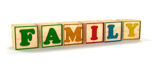 Family Spelled Child Color Blocks Isolated on White — Stock Photo, Image