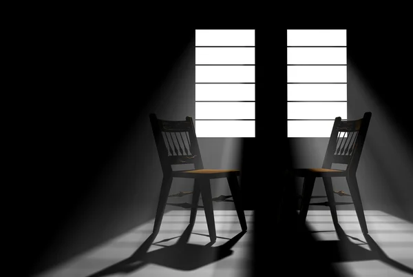 Two Empty Chairs in a Darkened Room — Stock Photo, Image