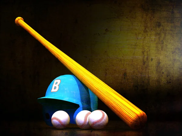 棒球的头盔、 棒、 球 — 图库照片