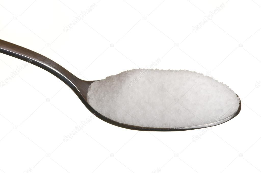 White sugar in a spoon