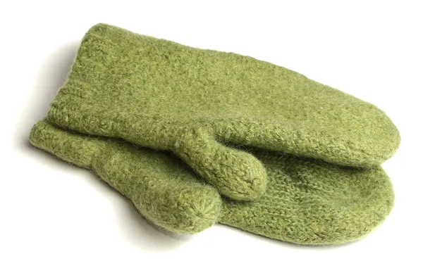 Zielone rękawice dziane — Zdjęcie stockowe
