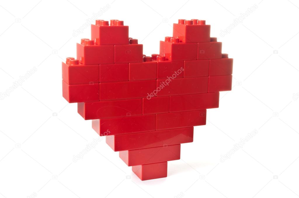 Heart shaped red building blocks