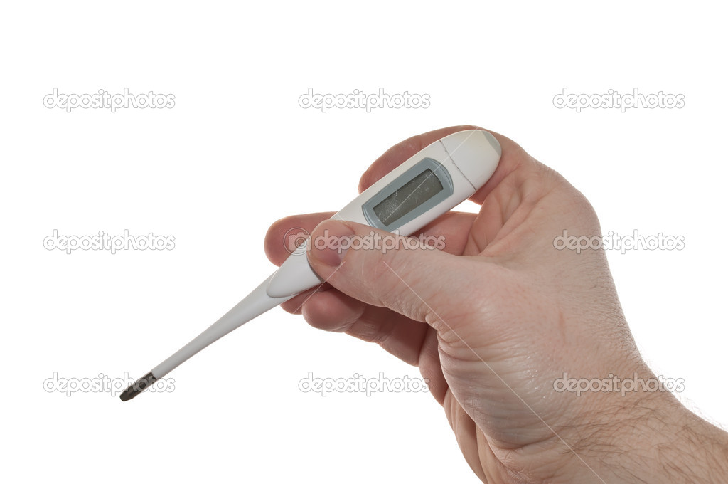 Digital thermometer in hand