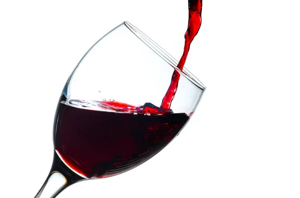 Pouring Red Wine Glass Isolated White Background — 图库照片